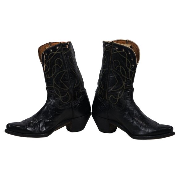Kirkendall PeeWee Cowboy Western Boots Vintage 40s 50s Black Cutout Stars Mens 9 - Picture 4 of 14